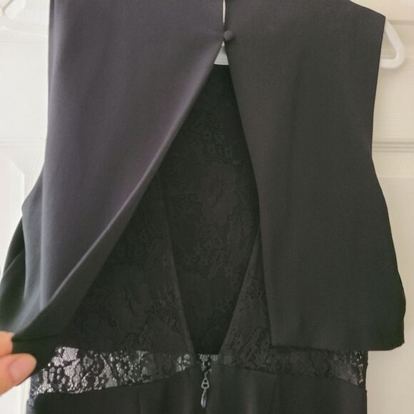 vintage Y2K bebe jumpsuit sleeveless black lace accent ankle zip size 10 - Picture 6 of 10